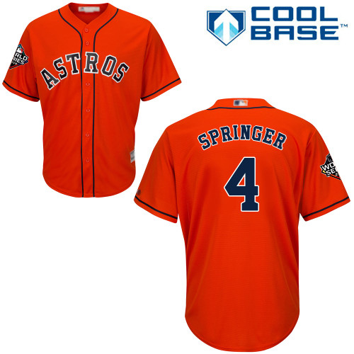 Astros #4 George Springer Orange New Cool Base 2019 World Series Bound Stitched MLB Jersey Astros #4 George Springer Orange New Cool Base 2019 World Series Bound Stitched MLB Jersey