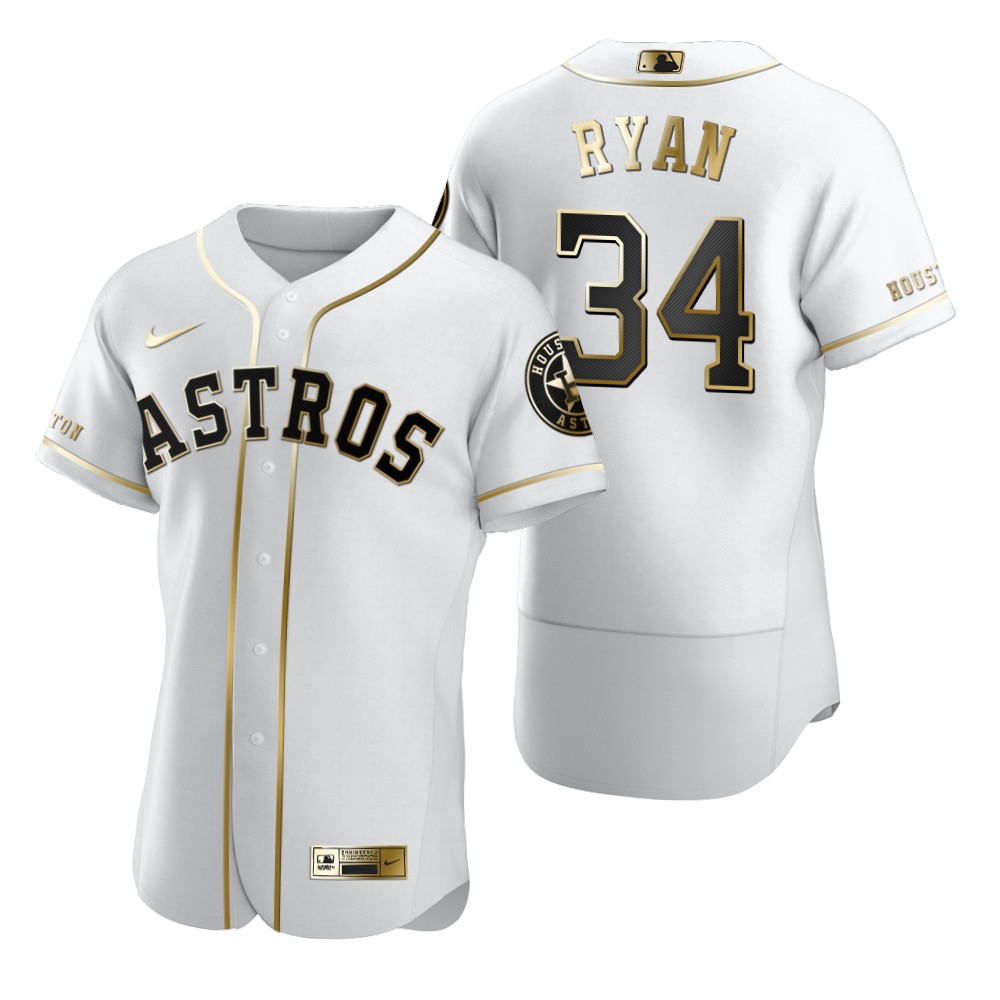 Houston Astros #34 Nolan Ryan White Nike Men's Authentic Golden Edition MLB Jersey Houston Astros #34 Nolan Ryan White Nike Men's Authentic Golden Edition MLB Jersey