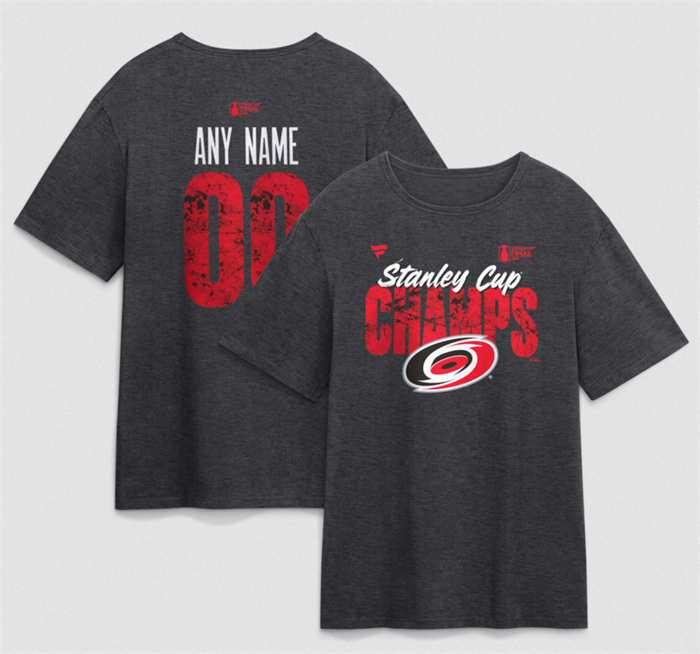 Men's Carolina Hurricanes ACTIVE PLAYER Custom Charcoal 2026 Stanley Cup Champions Custom Tri-Blend T-Shirt