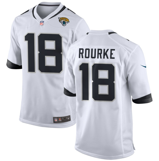 Men's Jacksonville Jaguars #18 Nathan Rourke White Stitched Game Jersey Men's Jacksonville Jaguars #18 Nathan Rourke White Stitched Game Jersey