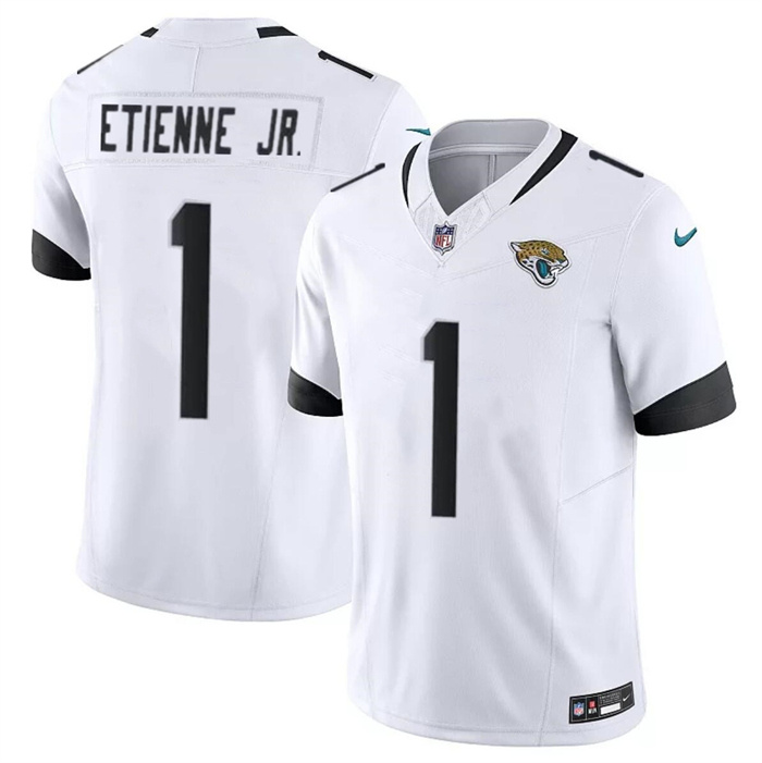 Men's Jacksonville Jaguars #1 Travis Etienne Jr. White 2023 F.U.S.E Vapor Untouchable Limited Stitched Jersey Men's Jacksonville Jaguars #1 Travis Etienne Jr. White 2023 F.U.S.E Vapor Untouchable Limited Stitched Jersey