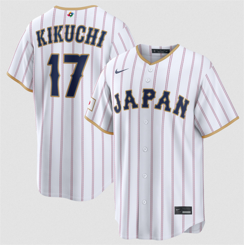 Men's Japan Baseball #17 Yusei Kikuchi White 2026 World Baseball Classic Home Stadium Stitched Jersey Men's Japan Baseball #17 Yusei Kikuchi White 2026 World Baseball Classic Home Stadium Stitched Jersey