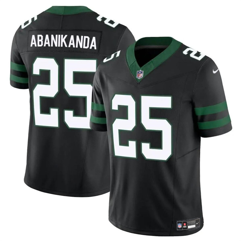 Men's New York Jets #25 Israel Abanikanda Black 2023 F.U.S.E Vapor Untouchable Limited Stitched Jersey Men's New York Jets #25 Israel Abanikanda Black 2023 F.U.S.E Vapor Untouchable Limited Stitched Jersey