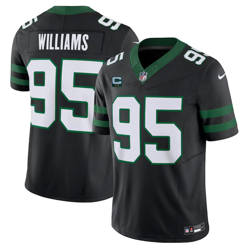 Men's New York Jets #95 Quinnen Williams Black 2024 F.U.S.E. With 2-Star C Patch Vapor Limited Stitched Jersey Men's New York Jets #95 Quinnen Williams Black 2024 F.U.S.E. With 2-Star C Patch Vapor Limited Stitched Jersey