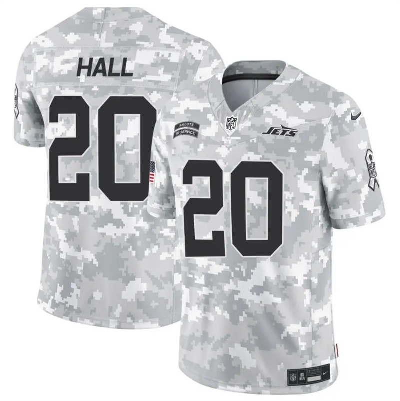 Men's New York Jets #20 Breece Hall 2024 F.U.S.E Arctic Camo Salute to Service Limited Stitched Football Jersey Men's New York Jets #20 Breece Hall 2024 F.U.S.E Arctic Camo Salute to Service Limited Stitched Football Jersey