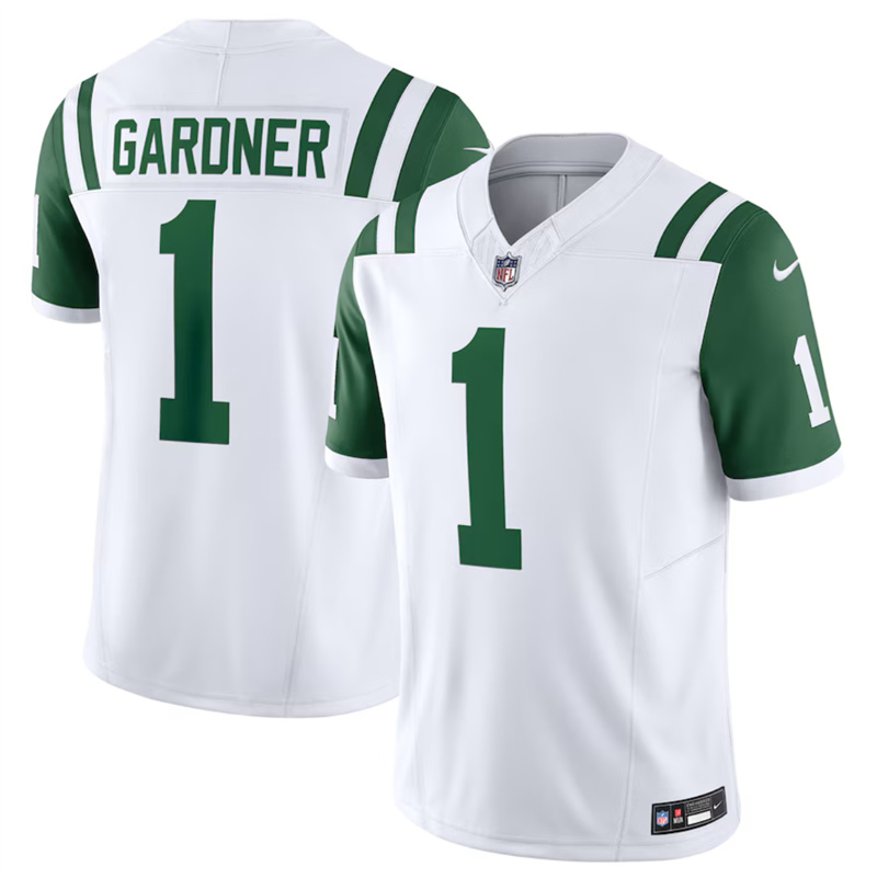 Men's New York Jets #1 Ahmad Sauce Gardner White 2024 Classic Alternate Vapor F.U.S.E. Limited Stitched Football Jersey Men's New York Jets #1 Ahmad Sauce Gardner White 2024 Classic Alternate Vapor F.U.S.E. Limited Stitched Football Jersey