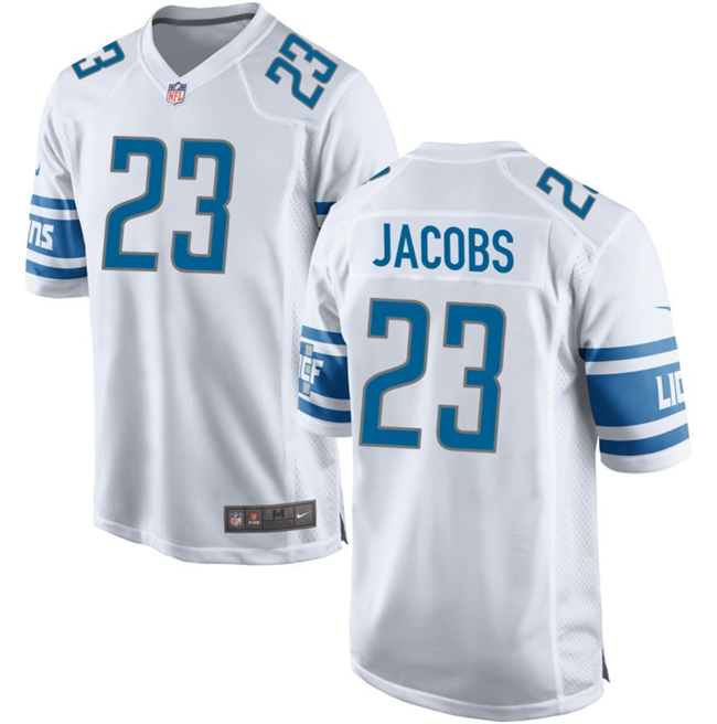 Men's Detroit Lions #23 Jerry Jacobs White Stitched Game Jersey Men's Detroit Lions #23 Jerry Jacobs White Stitched Game Jersey