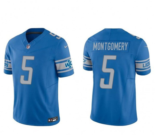 Men's Detroit Lions #5 David Montgomery Blue 2023 F.U.S.E. Vapor Untouchable Limited Stitched Jersey Men's Detroit Lions #5 David Montgomery Blue 2023 F.U.S.E. Vapor Untouchable Limited Stitched Jersey