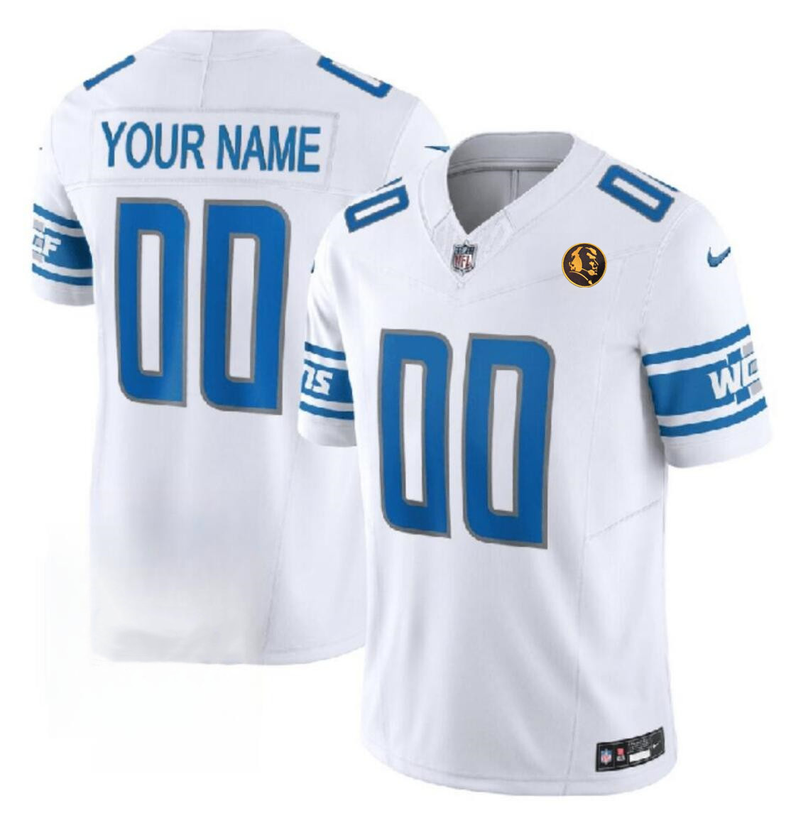 Men's Detroit Lions Active Player Custom White 2023 F.U.S.E. With John Madden Patch Vapor Limited Stitched Football Jersey Men's Detroit Lions Active Player Custom White 2023 F.U.S.E. With John Madden Patch Vapor Limited Stitched Football Jersey