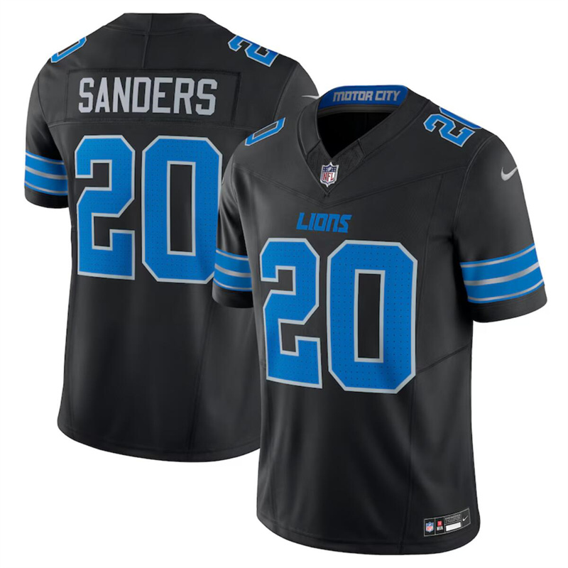 Men's Detroit Lions #20 Barry Sanders Black 2024 F.U.S.E. 2nd Alternate Vapor Limited Stitched Jersey Men's Detroit Lions #20 Barry Sanders Black 2024 F.U.S.E. 2nd Alternate Vapor Limited Stitched Jersey