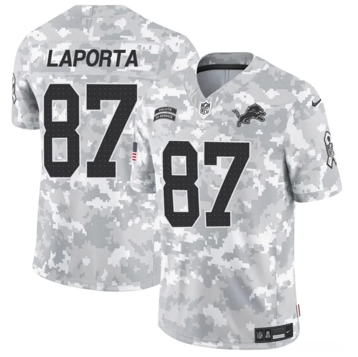 Men's Detroit Lions #87 Sam LaPorta 2024 F.U.S.E Arctic Camo Salute to Service Limited Stitched Football Jersey Men's Detroit Lions #87 Sam LaPorta 2024 F.U.S.E Arctic Camo Salute to Service Limited Stitched Football Jersey