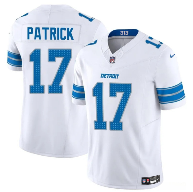 Men's Detroit Lions #17 Tim Patrickn White 2024 F.U.S.E. Vapor Limited Stitched Jersey Men's Detroit Lions #17 Tim Patrickn White 2024 F.U.S.E. Vapor Limited Stitched Jersey
