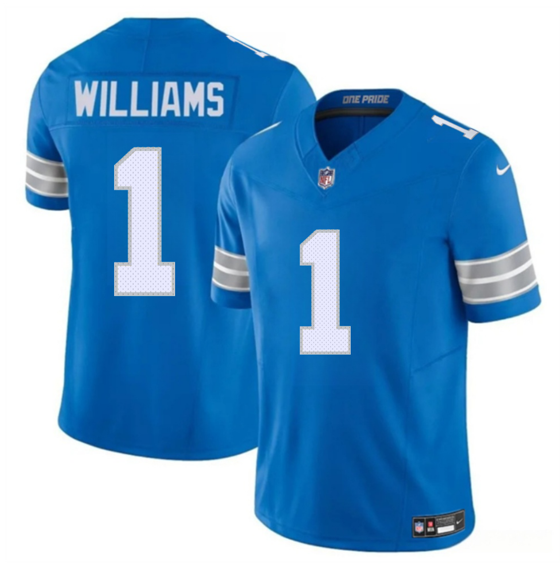 Men's Detroit Lions #1 Jameson Williams Blue 2025 F.U.S.E. Vapor Limited Stitched Jersey Men's Detroit Lions #1 Jameson Williams Blue 2025 F.U.S.E. Vapor Limited Stitched Jersey