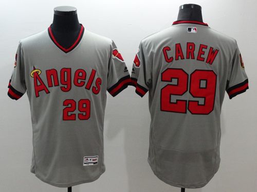Angels of Anaheim #29 Rod Carew Grey Flexbase Authentic Collection Cooperstown Stitched MLB Jersey Angels of Anaheim #29 Rod Carew Grey Flexbase Authentic Collection Cooperstown Stitched MLB Jersey