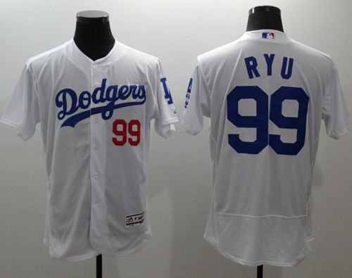 Dodgers #99 Hyun-Jin Ryu White Flexbase Authentic Collection Stitched MLB Jersey Dodgers #99 Hyun-Jin Ryu White Flexbase Authentic Collection Stitched MLB Jersey