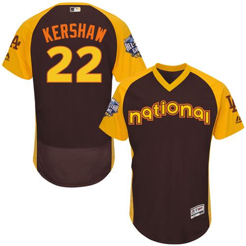 Dodgers #22 Clayton Kershaw Brown Flexbase Authentic Collection 2016 All-Star National League Stitched MLB Jersey Dodgers #22 Clayton Kershaw Brown Flexbase Authentic Collection 2016 All-Star National League Stitched MLB Jersey