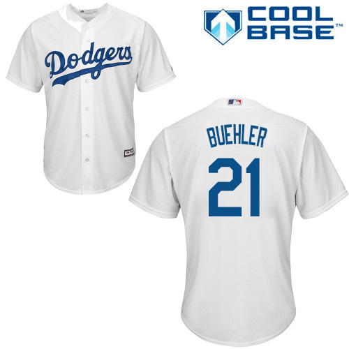 Dodgers #21 Walker Buehler White New Cool Base Stitched MLB Jersey Dodgers #21 Walker Buehler White New Cool Base Stitched MLB Jersey