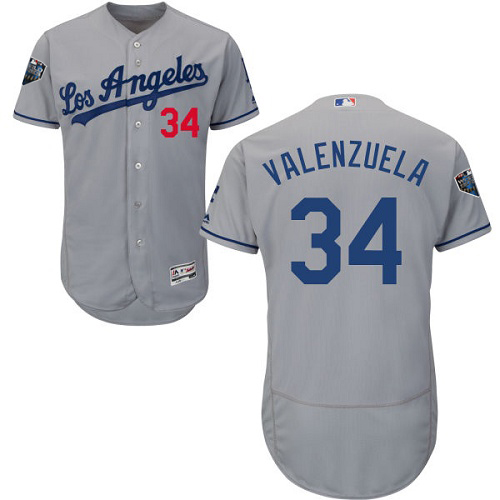 Dodgers #34 Fernando Valenzuela Grey Flexbase Authentic Collection 2018 World Series Stitched MLB Jersey Dodgers #34 Fernando Valenzuela Grey Flexbase Authentic Collection 2018 World Series Stitched MLB Jersey