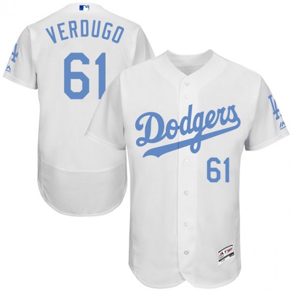 Dodgers #61 Alex Verdugo White Flexbase Authentic Collection Father's Day Stitched MLB Jersey Dodgers #61 Alex Verdugo White Flexbase Authentic Collection Father's Day Stitched MLB Jersey