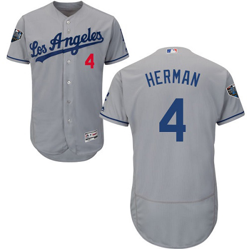 Dodgers #4 Babe Herman Grey Flexbase Authentic Collection 2018 World Series Stitched MLB Jersey Dodgers #4 Babe Herman Grey Flexbase Authentic Collection 2018 World Series Stitched MLB Jersey