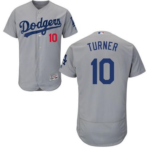 Dodgers #10 Justin Turner Grey Flexbase Authentic Collection Stitched MLB Jersey Dodgers #10 Justin Turner Grey Flexbase Authentic Collection Stitched MLB Jersey