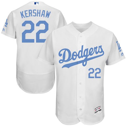 Dodgers #22 Clayton Kershaw White Flexbase Authentic Collection Father's Day Stitched MLB Jersey Dodgers #22 Clayton Kershaw White Flexbase Authentic Collection Father's Day Stitched MLB Jersey
