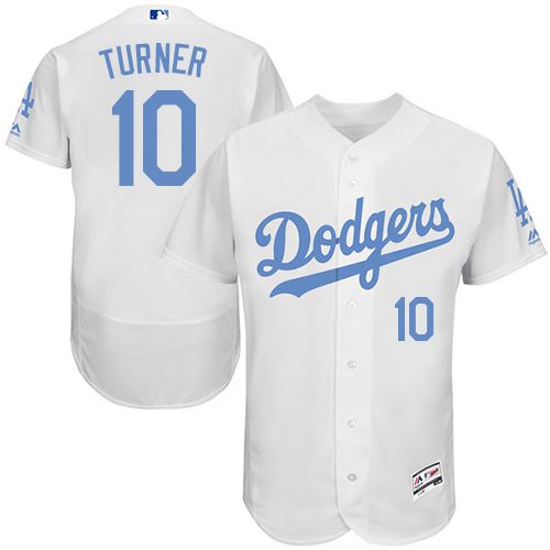 Dodgers #10 Justin Turner White Flexbase Authentic Collection Father's Day Stitched MLB Jersey Dodgers #10 Justin Turner White Flexbase Authentic Collection Father's Day Stitched MLB Jersey