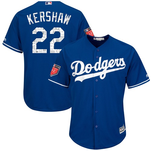 Dodgers #22 Clayton Kershaw Blue 2018 Spring Training Cool Base Stitched MLB Jersey Dodgers #22 Clayton Kershaw Blue 2018 Spring Training Cool Base Stitched MLB Jersey