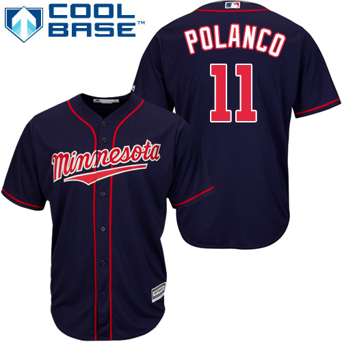 Twins #11 Jorge Polanco Navy Blue Cool Base Stitched MLB Jersey Twins #11 Jorge Polanco Navy Blue Cool Base Stitched MLB Jersey