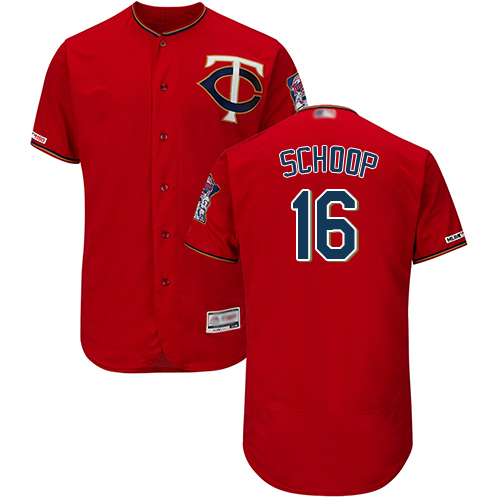 Twins #16 Jonathan Schoop Red Flexbase Authentic Collection Stitched MLB Jersey Twins #16 Jonathan Schoop Red Flexbase Authentic Collection Stitched MLB Jersey