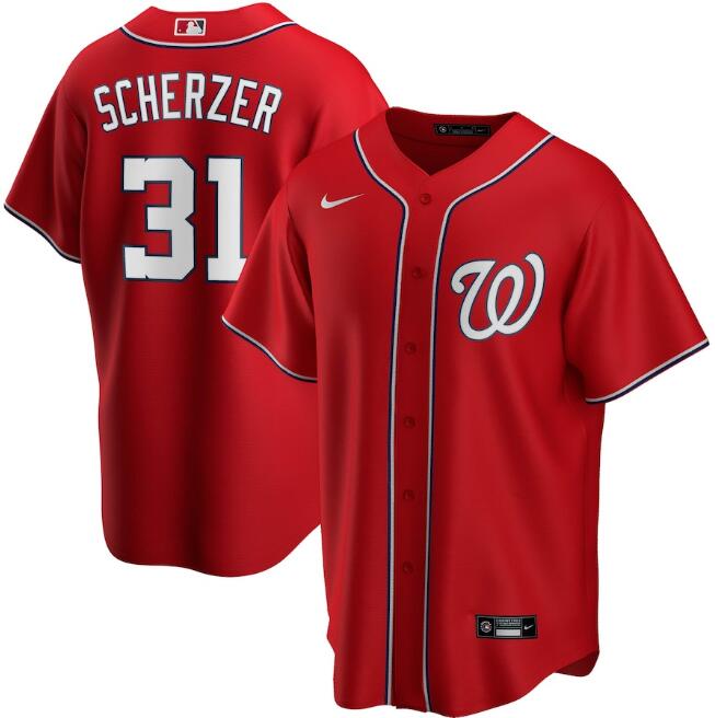 Men's Washington Nationals #31 Max Scherzer Red MLB Cool Base Stitched Jersey Men's Washington Nationals #31 Max Scherzer Red MLB Cool Base Stitched Jersey