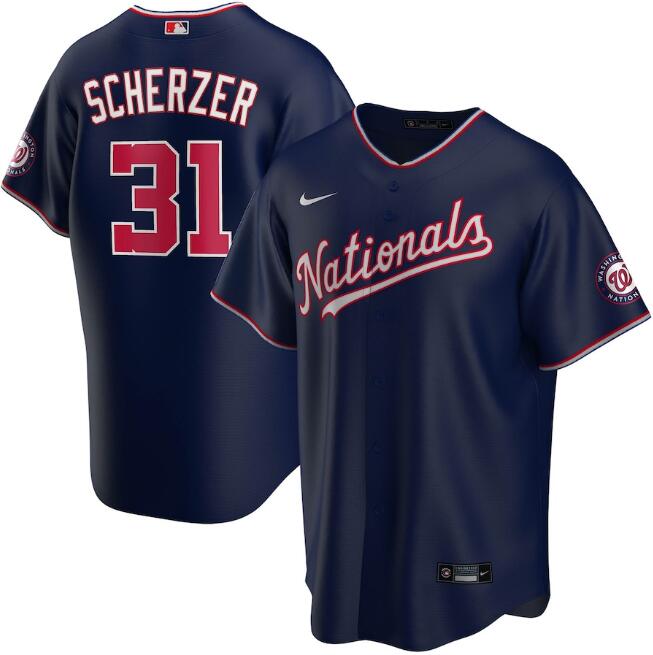 Men's Washington Nationals #31 Max Scherzer Navy MLB Cool Base Stitched Jersey Men's Washington Nationals #31 Max Scherzer Navy MLB Cool Base Stitched Jersey