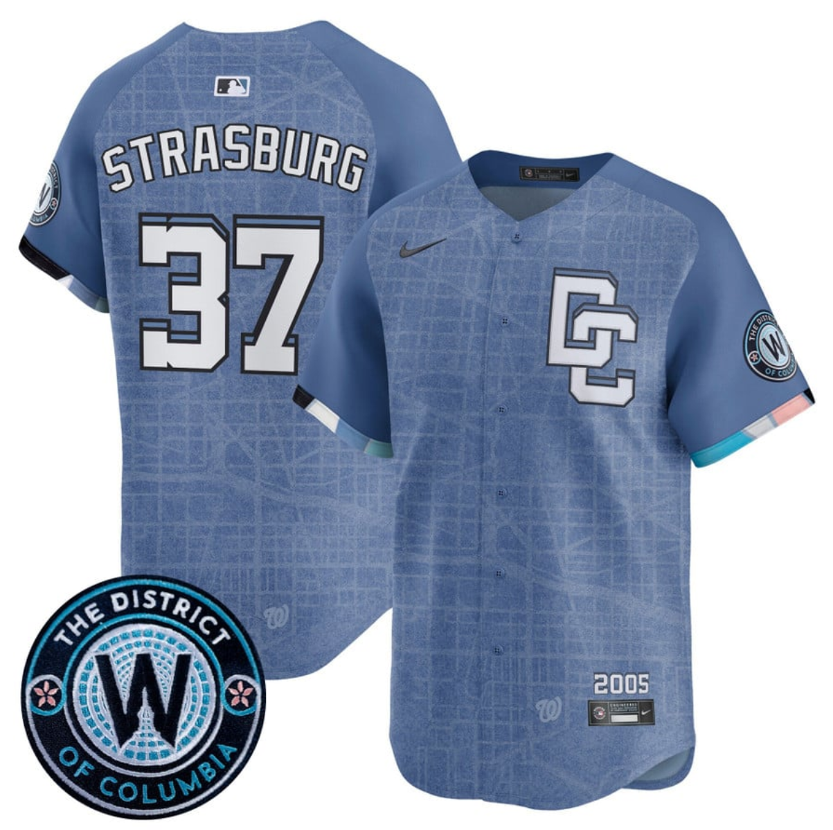 Men's Washington Nationals #37 Stephen Strasburg Blue 2025 City Connect Limited Stitched Baseball Jersey Men's Washington Nationals #37 Stephen Strasburg Blue 2025 City Connect Limited Stitched Baseball Jersey