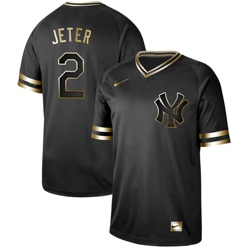 Nike Yankees #2 Derek Jeter Black Gold Authentic Stitched MLB Jersey Nike Yankees #2 Derek Jeter Black Gold Authentic Stitched MLB Jersey