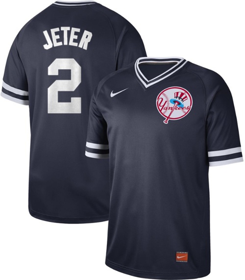 Nike Yankees #2 Derek Jeter Navy Authentic Cooperstown Collection Stitched MLB Jersey