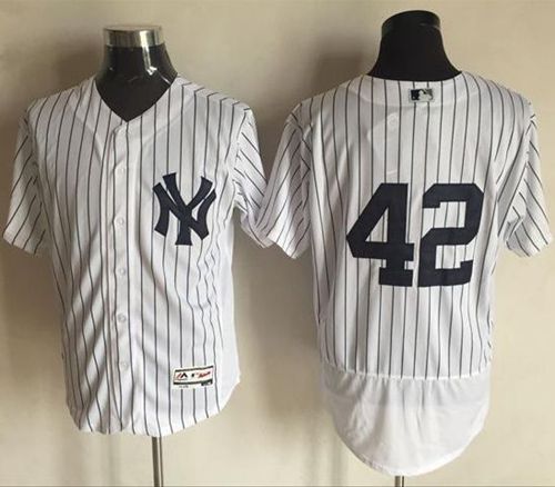 Yankees #42 Mariano Rivera White Strip Flexbase Authentic Collection Stitched MLB Jersey Yankees #42 Mariano Rivera White Strip Flexbase Authentic Collection Stitched MLB Jersey