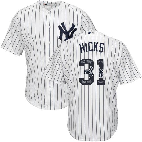 Yankees #31 Aaron Hicks White Strip Team Logo Fashion Stitched MLB Jersey Yankees #31 Aaron Hicks White Strip Team Logo Fashion Stitched MLB Jersey