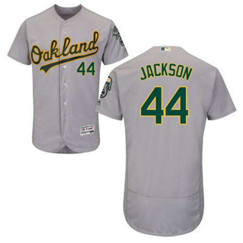 Athletics #44 Reggie Jackson Grey Flexbase Authentic Collection Stitched MLB Jersey Athletics #44 Reggie Jackson Grey Flexbase Authentic Collection Stitched MLB Jersey