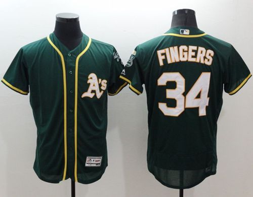 Athletics #34 Rollie Fingers Green Flexbase Authentic Collection Stitched MLB Jersey Athletics #34 Rollie Fingers Green Flexbase Authentic Collection Stitched MLB Jersey