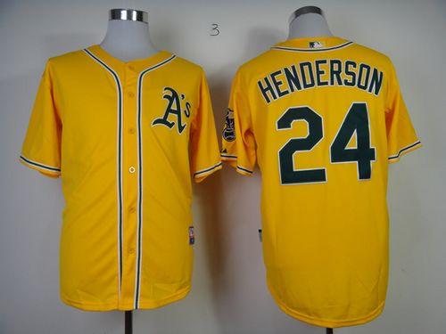 Athletics #24 Rickey Henderson Yellow Cool Base Stitched MLB Jersey Athletics #24 Rickey Henderson Yellow Cool Base Stitched MLB Jersey