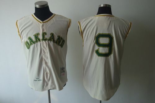 Mitchell And Ness 1968 Athletics #9 Reggie Jackson Cream Throwback Stitched MLB Jersey Mitchell And Ness 1968 Athletics #9 Reggie Jackson Cream Throwback Stitched MLB Jersey