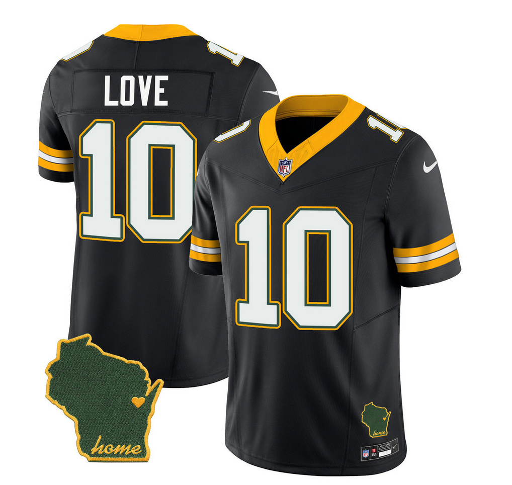 Men's Green Bay Packers #10 Jordan Love Black 2023 F.U.S.E. Home Patch Vapor Untouchable Limited Stitched Jersey Men's Green Bay Packers #10 Jordan Love Black 2023 F.U.S.E. Home Patch Vapor Untouchable Limited Stitched Jersey