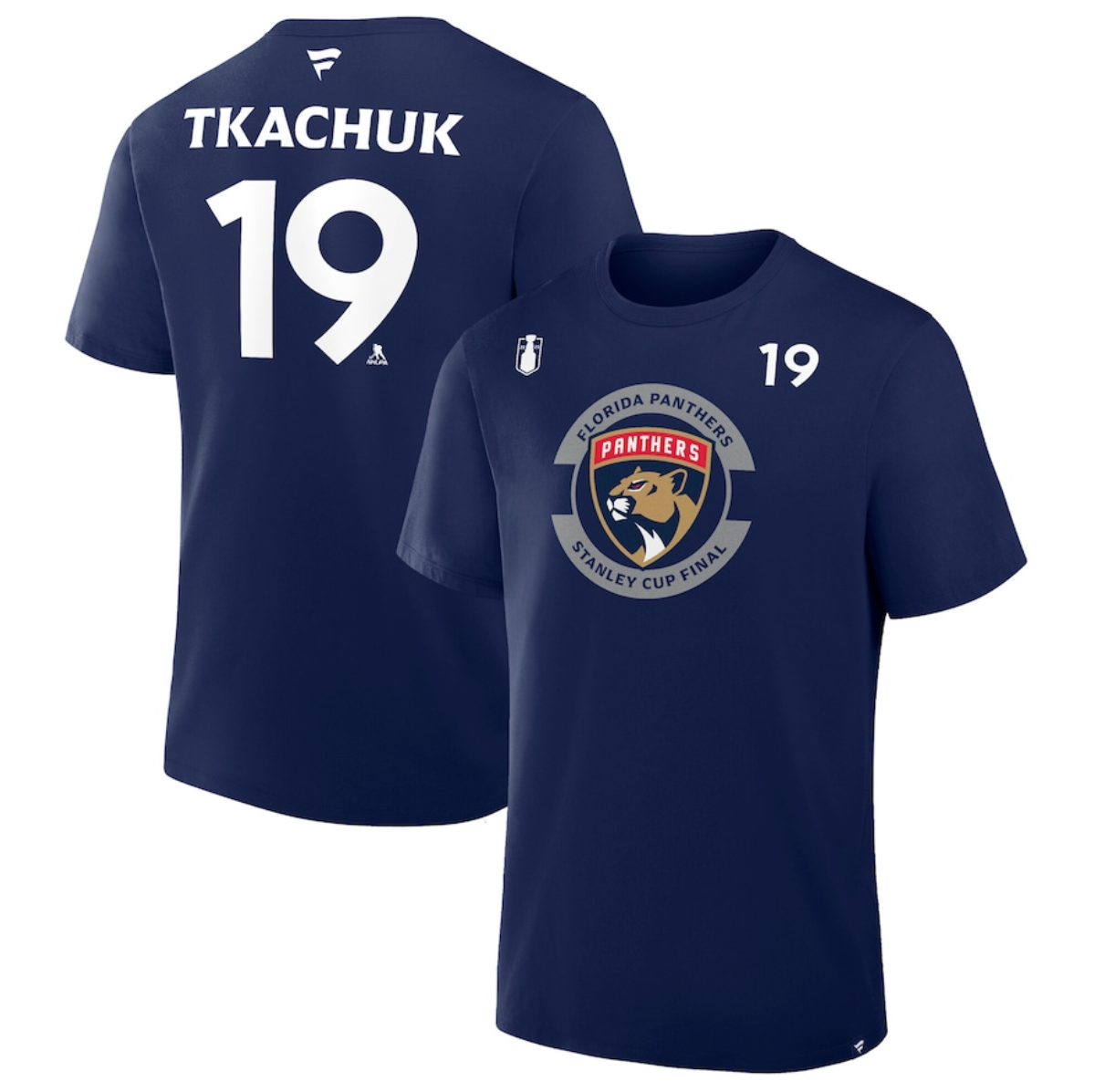 Men's Florida Panthers #19 Matthew Tkachuk Navy 2025 Stanley Cup Final Pro Name & Number T-Shirt Men's Florida Panthers #19 Matthew Tkachuk Navy 2025 Stanley Cup Final Pro Name & Number T-Shirt