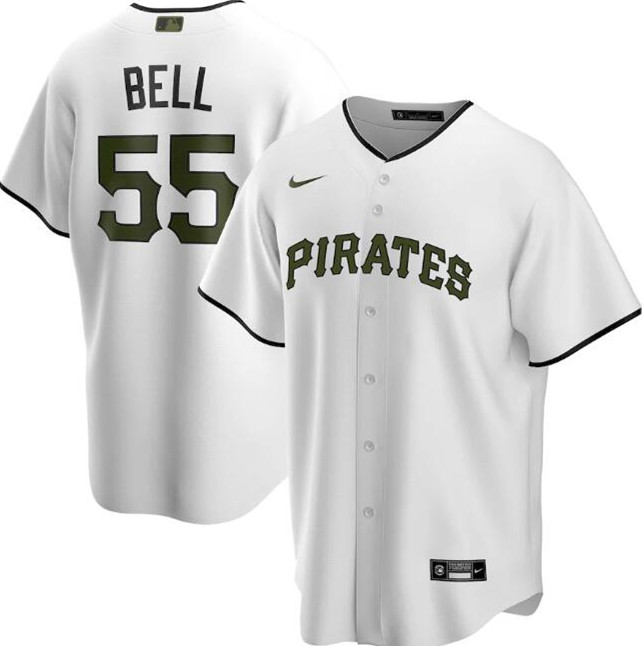 Men's Pittsburgh Pirates #55 Josh Bell White Cool MLB Base Stitched Jersey Men's Pittsburgh Pirates #55 Josh Bell White Cool MLB Base Stitched Jersey
