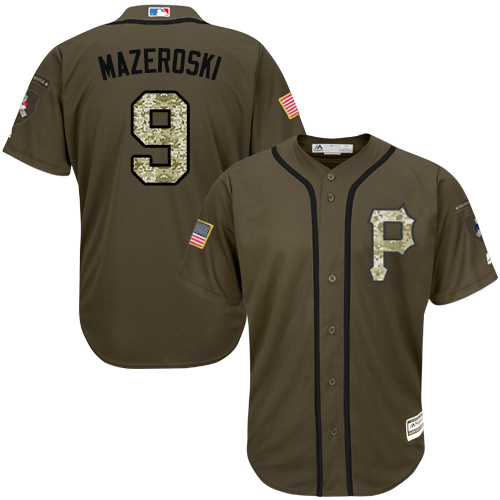 Pirates #9 Bill Mazeroski Green Salute to Service Stitched MLB Jersey Pirates #9 Bill Mazeroski Green Salute to Service Stitched MLB Jersey