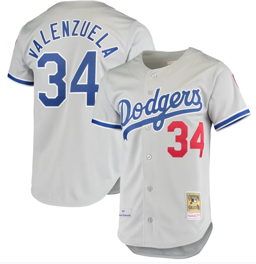 Dodgers # 34 Fernando Valenzuela Grey jersey Dodgers # 34 Fernando Valenzuela Grey jersey