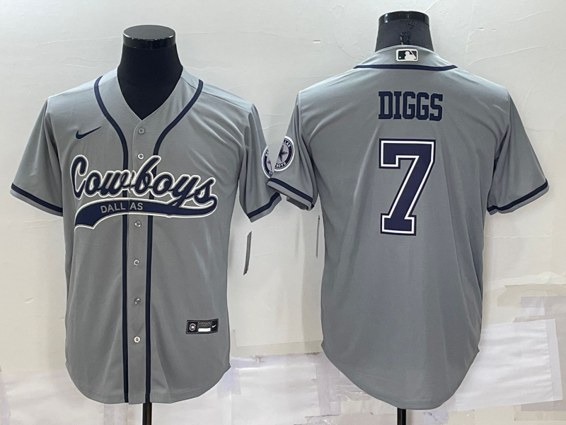 Men's Dallas Cowboys #7 Trevon Diggs Grey Cool Base Stitched Baseball Jersey Men's Dallas Cowboys #7 Trevon Diggs Grey Cool Base Stitched Baseball Jersey