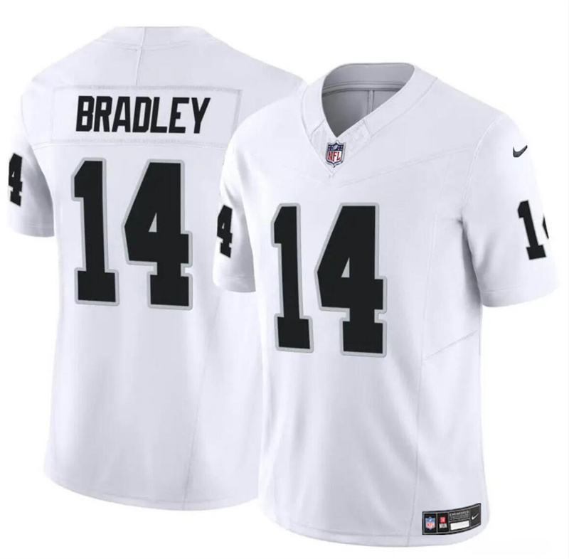 Men's Las Vegas Raiders #14 Carter Bradley White F.U.S.E Vapor Stitched Football Jersey Men's Las Vegas Raiders #14 Carter Bradley White F.U.S.E Vapor Stitched Football Jersey
