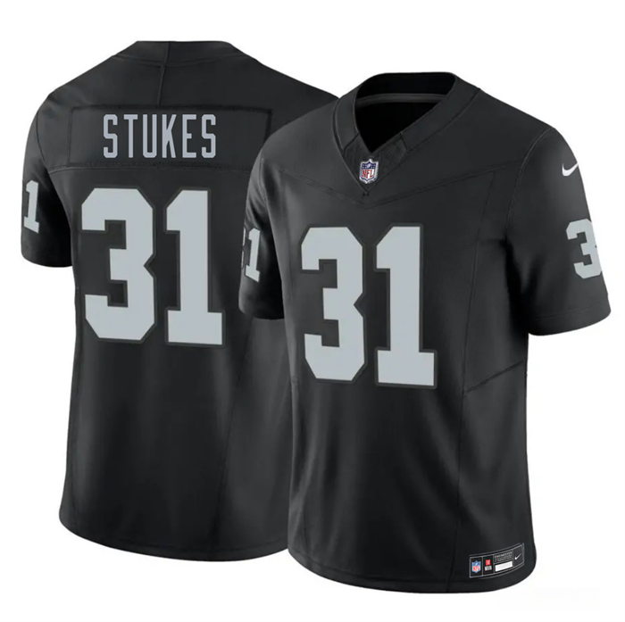 Men's Las Vegas Raiders #31 Treydan Stukes Black 2026 Draft F.U.S.E. Vapor Untouchable Limited Stitched Football Jersey Men's Las Vegas Raiders #31 Treydan Stukes Black 2026 Draft F.U.S.E. Vapor Untouchable Limited Stitched Football Jersey