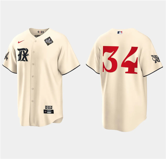 Men's Texas Rangers #34 Nolan Ryan Cream 2023 World Series City Connect Stitched Baseball Jersey Men's Texas Rangers #34 Nolan Ryan Cream 2023 World Series City Connect Stitched Baseball Jersey
